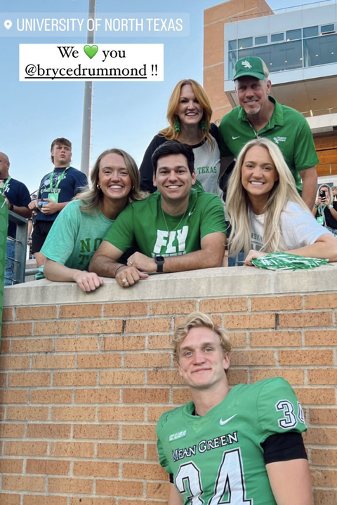 drummond family cheering on bryce at football game