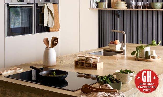 modern kitchen with cooking utensils fresh vegetables and organized storage