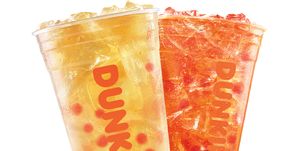 dunkin' popping bubble iced tea with strawberry popping bubbles