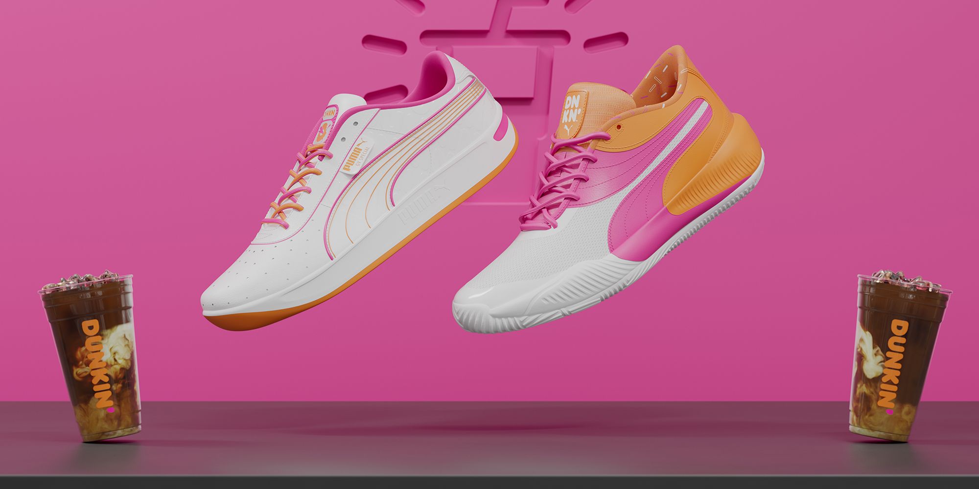 mus eller rotte scramble folkeafstemning PUMA Just Released Two Pairs of Dunkin'-Inspired Shoes to Celebrate Iced  Coffee Day