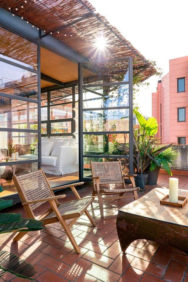 terraza con cerramiento acristalado