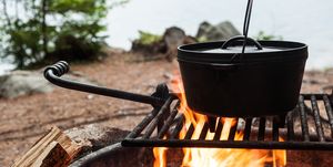 dutch oven cooking over a campfire
