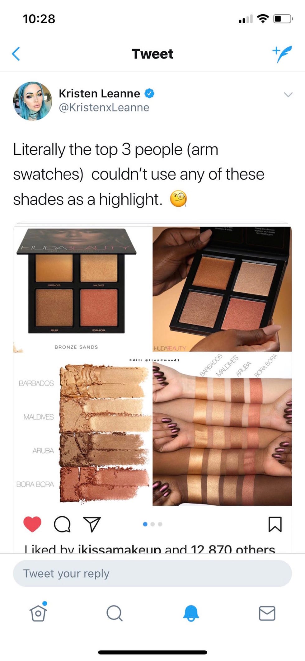  Huda Beauty 3D Highlighter Palette ~ Bronze Sands Edition :  Beauty & Personal Care