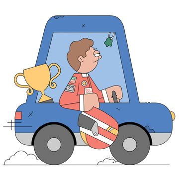 Motor vehicle, Cartoon, Mode of transport, Vehicle, Driving, Car, Illustration, Riding toy, 