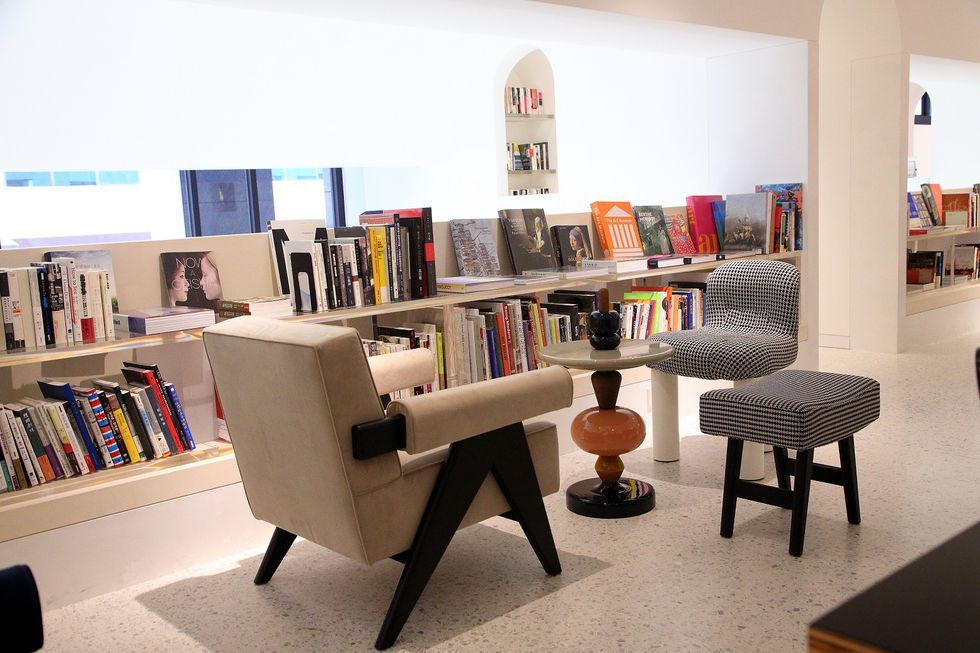 Furniture, Interior design, Shelf, Bookcase, Room, Shelving, Table, Building, Desk, Design, 