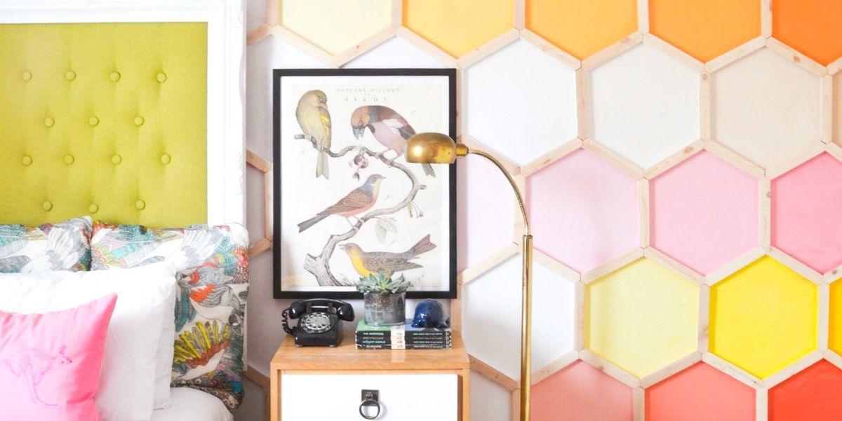 Yellow, Room, Wallpaper, Wall, Orange, Pink, Furniture, Interior design, Design, Pattern, 