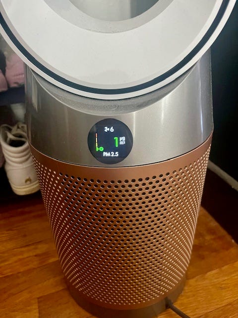 dyson air purifier up close in home