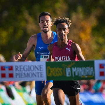 a group of men running