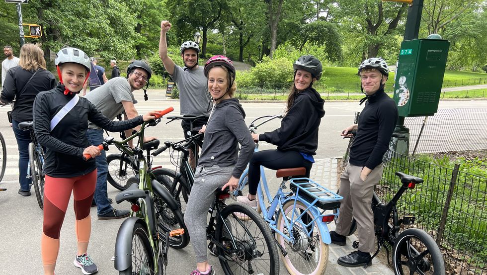 good housekeeping institute analysts and engineers testing ebikes in central park