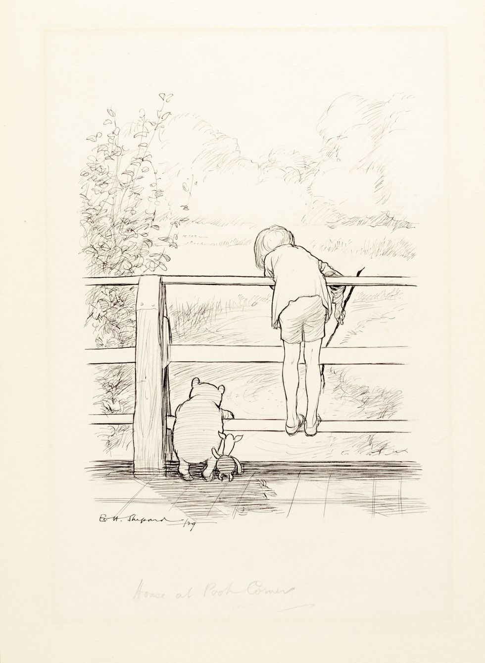 E.H Shepard_For a long time they looked at the river beneath them - Sotheby’s