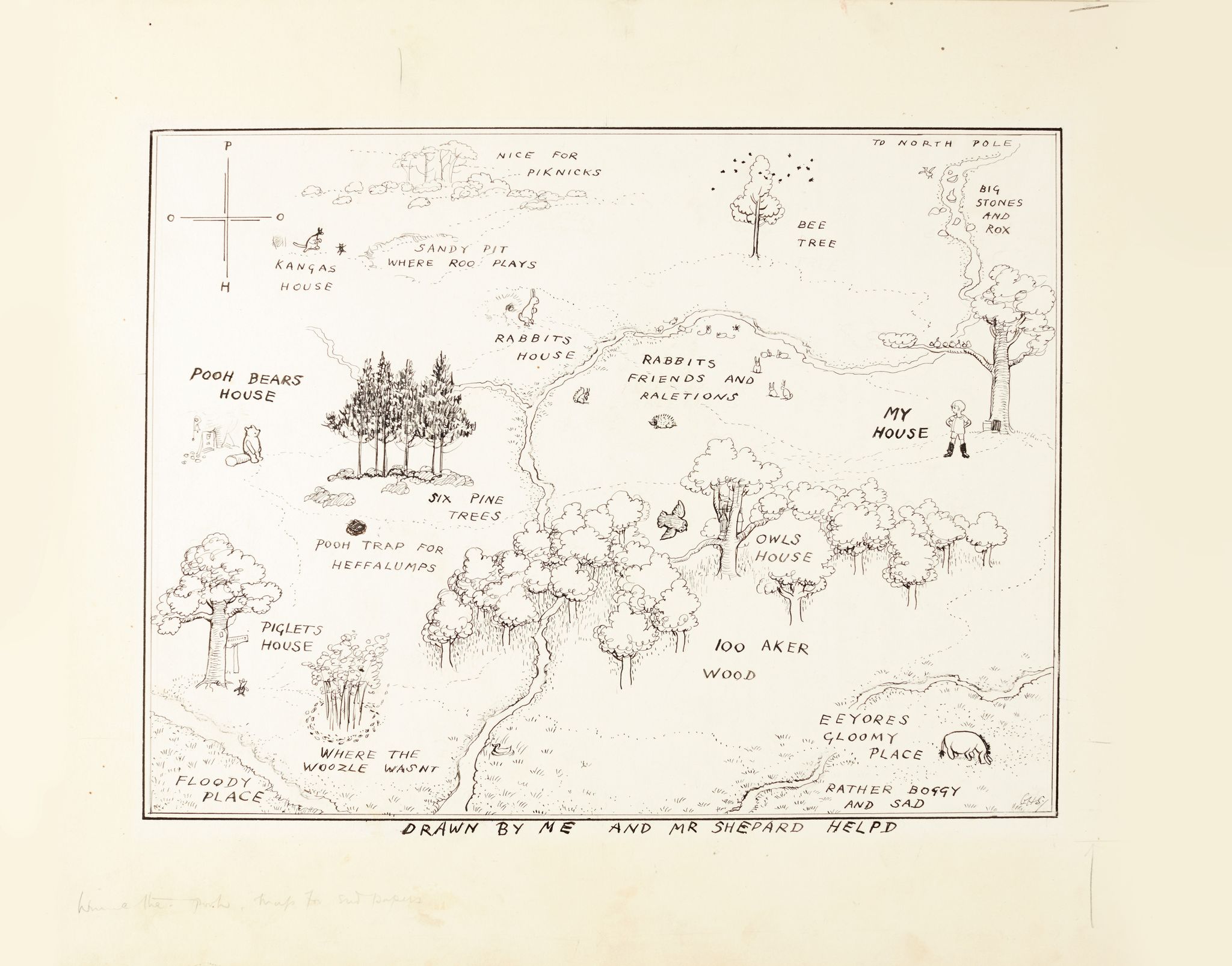 E.H Shepard_ The original map of The Hundred Acre Wood - Sotheby’s