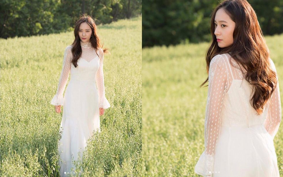 People in nature, White, Photograph, Clothing, Dress, Beauty, Long hair, Skin, Grass, Hairstyle, 