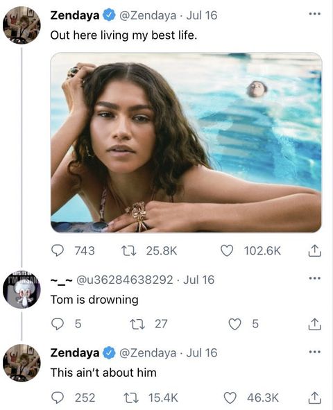zendaya hilariously shades tom holland in tweet