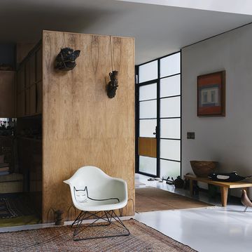 eames fiberglass armchair with steinberg cat