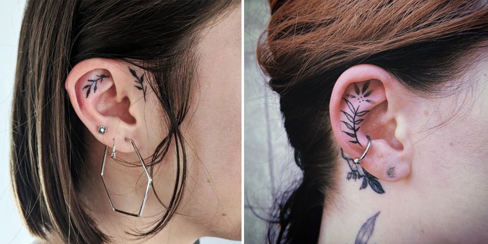 ear vine tattoo