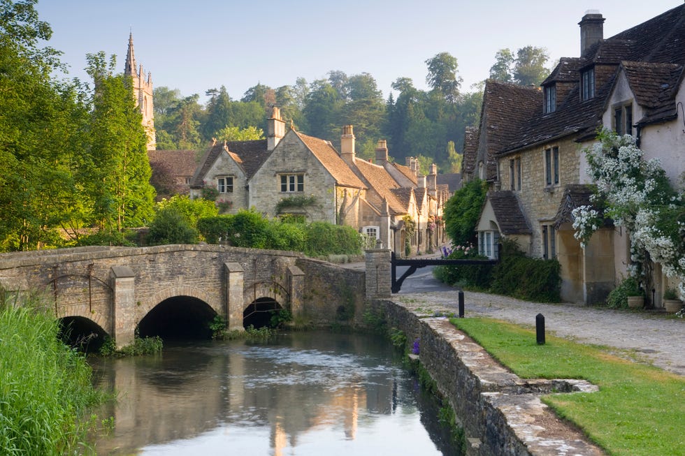 early morning at castle combe village