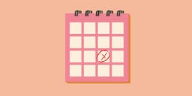 illustrated calendar with red x mark and circle