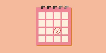 illustrated calendar with red x mark and circle