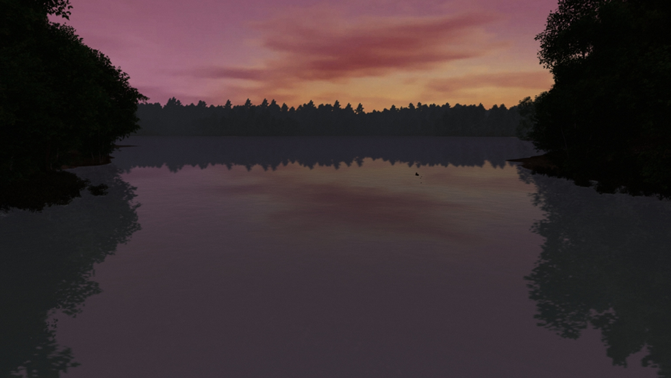Op een screenshot uit Walden Pond A Game is een soortgelijk tafereel te zien bij zonsopgang