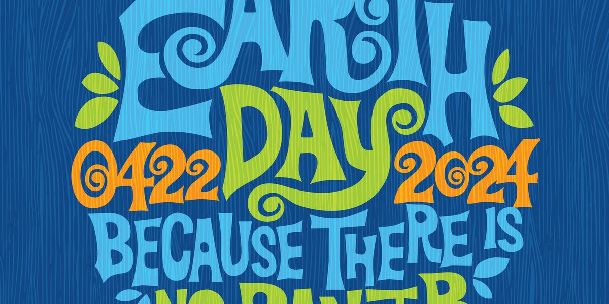 earth day april 22, 2024 retro design with hand lettering in a circle