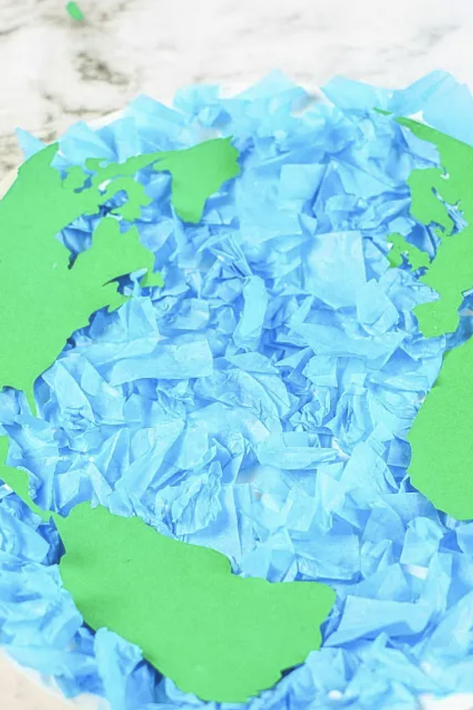 Earth Day Craft, Earth made from tissue paper