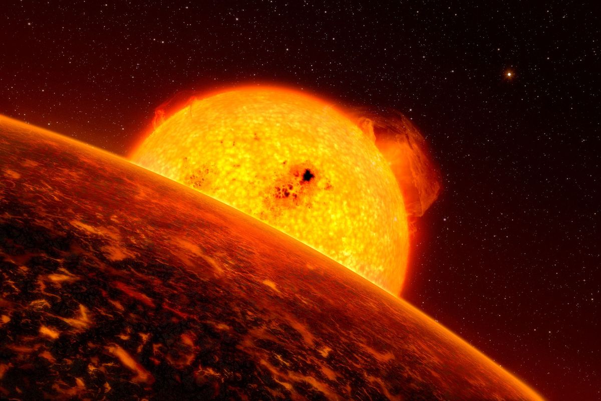 In deze illustratie draait een exoplaneet in een baan rond zijn ster Dankzij een nieuwe analyse van de gegevens die door de planetenjager Kepler van de NASA zijn verzameld konden achttien nieuwe hemellichamen in de dataset worden ontdekt