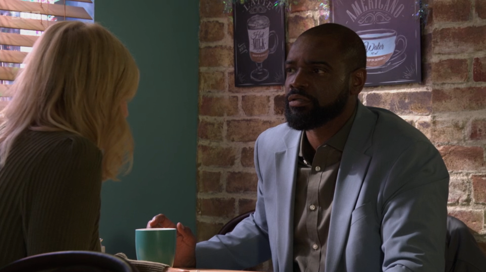 a conversation between cindy beale and junior knight in eastenders