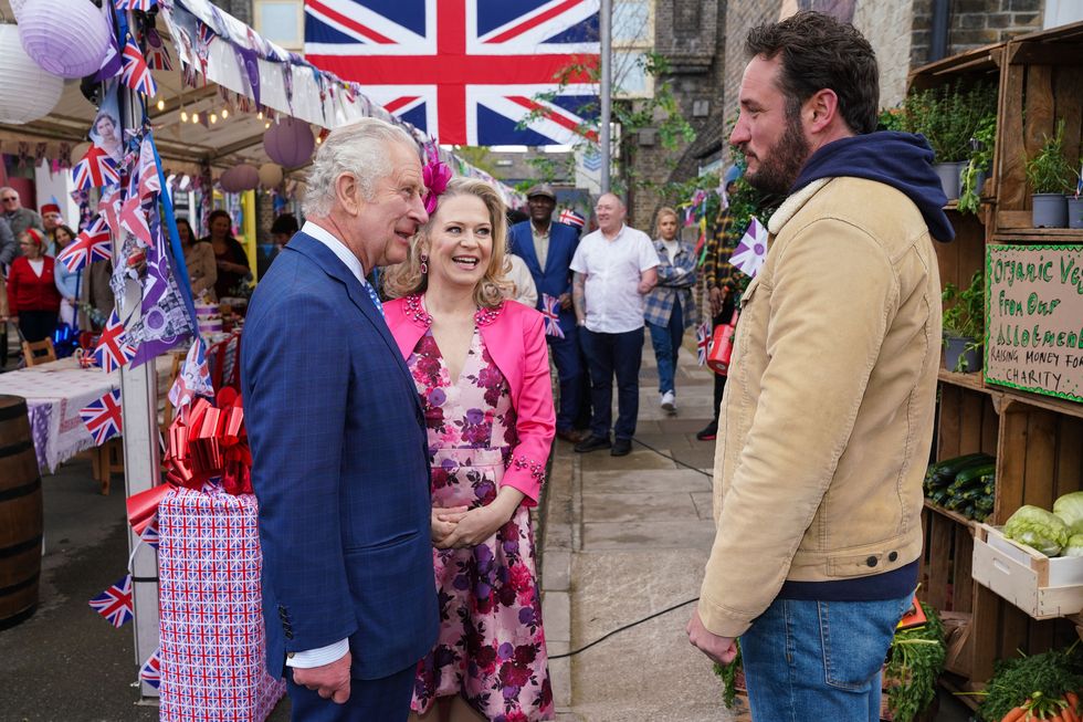 the prince of wales, linda carter and martin fowler in eastenders