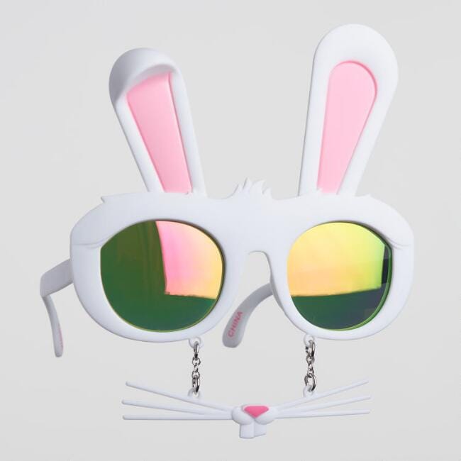 Eyewear, Glasses, Sunglasses, Nose, Rabbit, Cartoon, Pink, Vision care, Font, Illustration, 