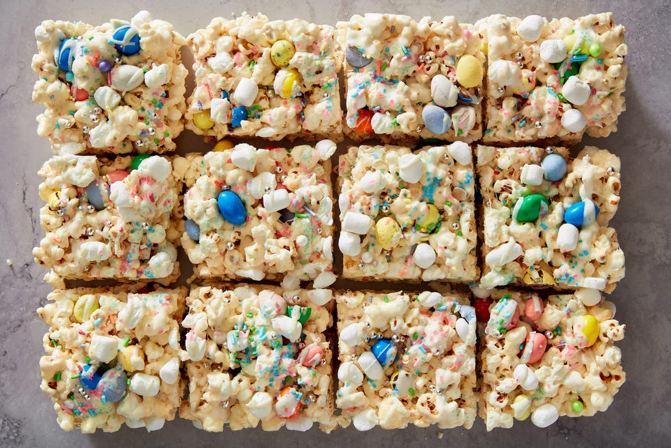 easter bunny popcorn bars with marshmallow sprinkles cadbury egg
