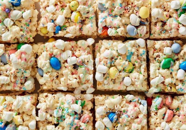 easter bunny popcorn bars with marshmallow sprinkles cadbury egg