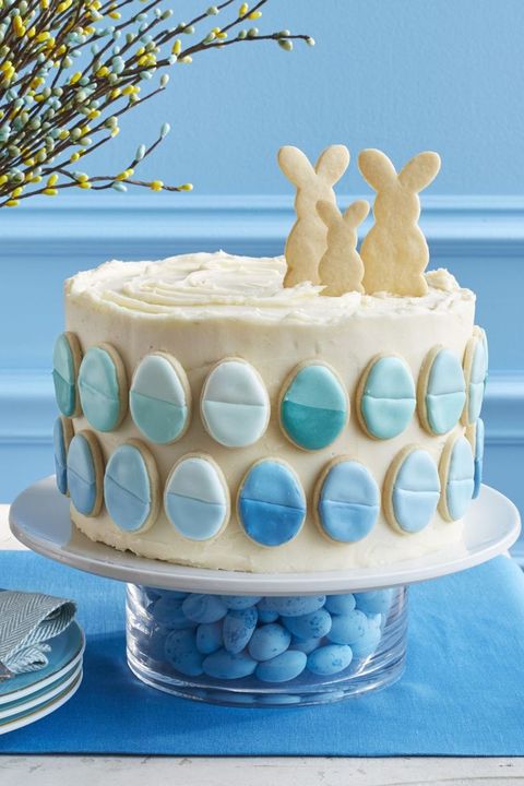 easter cake almond cake with ombré egg and bunny cookies