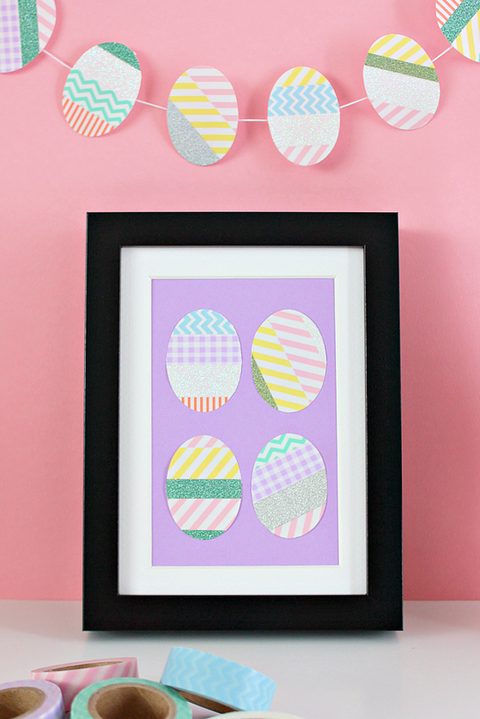 washi tape easter egg picture frame easter crafts