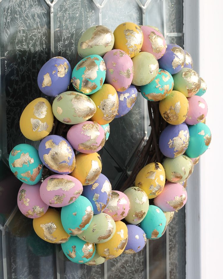 easter decoration gold foil easter egg wreath
