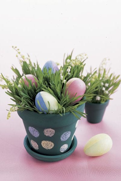 easter decorations polkadot pots