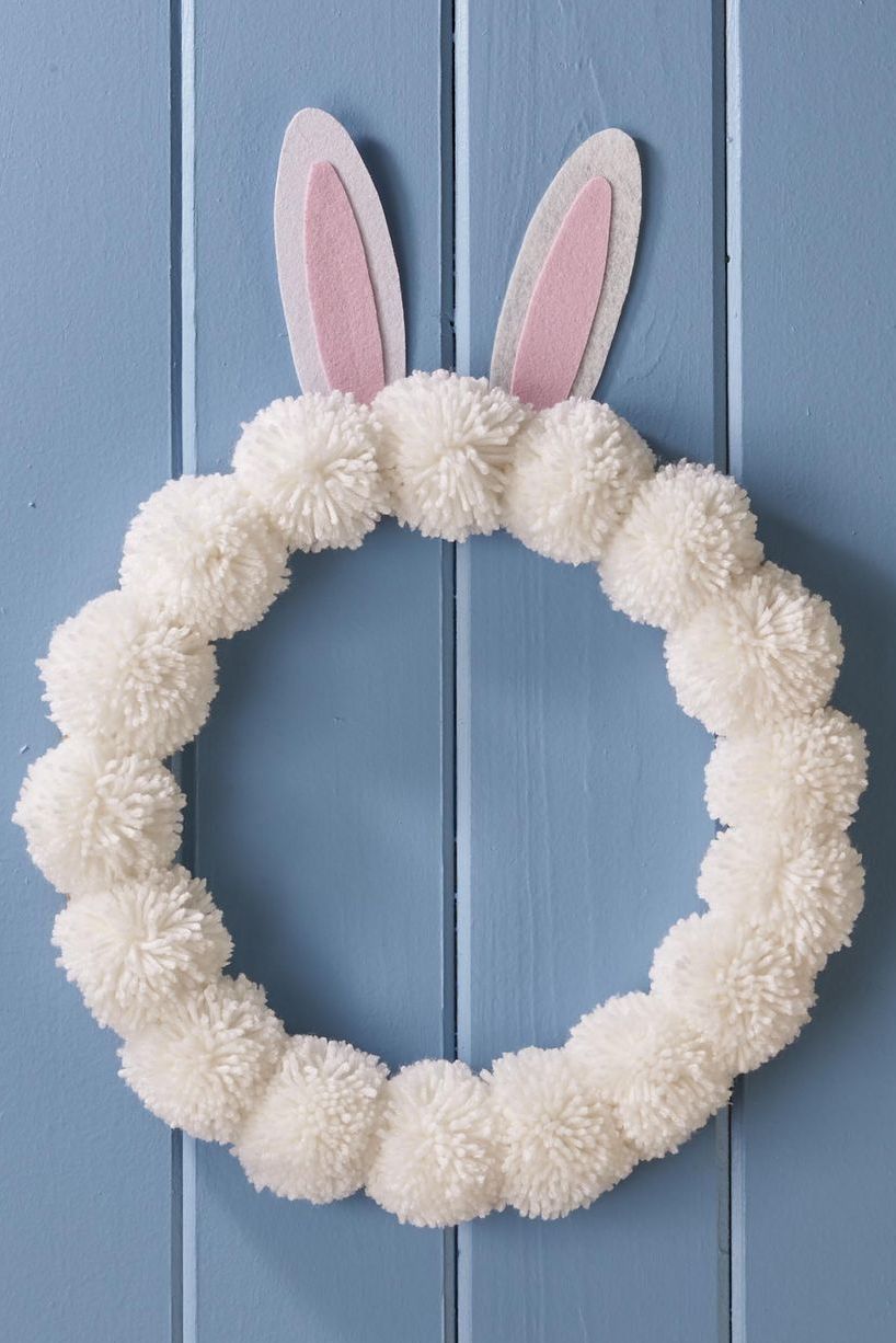 easter decorations pom pom bunny wreath