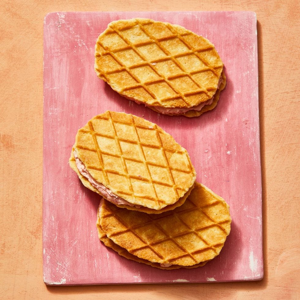 easter desserts waffle cookies strawberry buttercream
