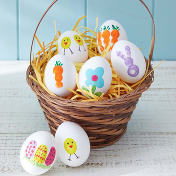 two baskets with eggs in them