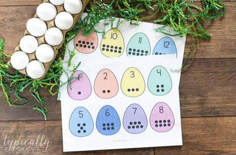 easter egg hunt ideas, paper with colorful eggs and number for counting