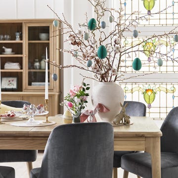 easter tree, easter egg tree on dining table