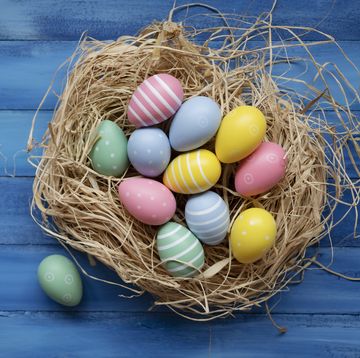 easter nest with colorful eggs