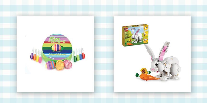 egg decorating kit and lego bunny set