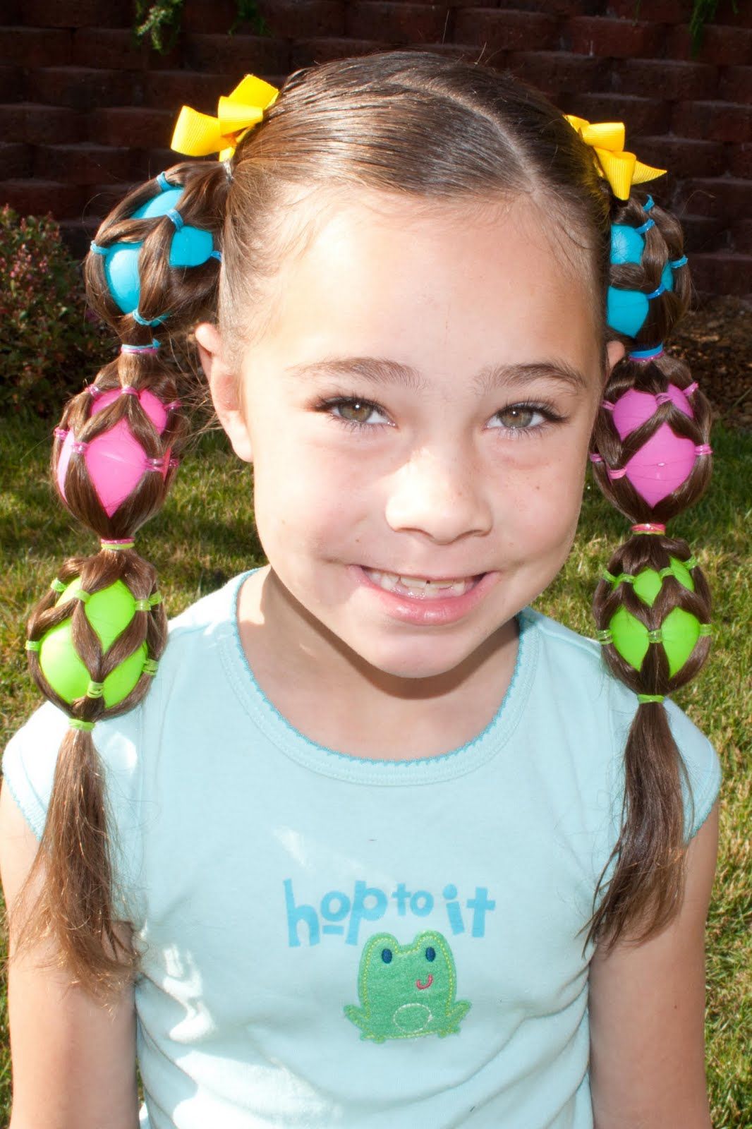 Image of Pigtails with Easter eggs hairstyle for short hair
