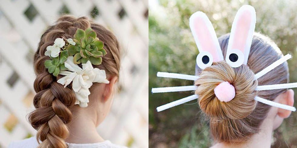 Image of Easter egg braids hairstyle for short hair