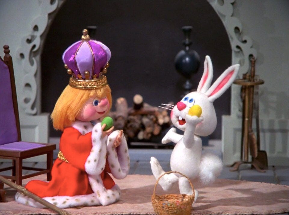a rabbit talks to royalty in a scene from the easter bunny is comin' to town , a good housekeeping pick for best easter movies for kids