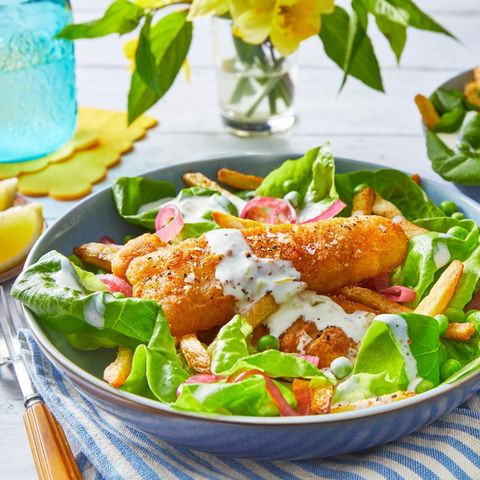 easter salad fish and chips salad