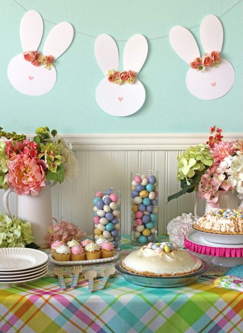 easter table decor floral dessert table