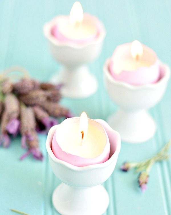 easter table decor lavender eggshell candles