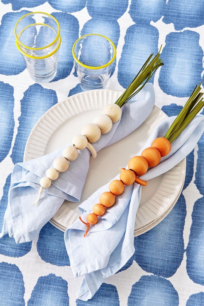 easter table decor parsnip and carrot napkin rings