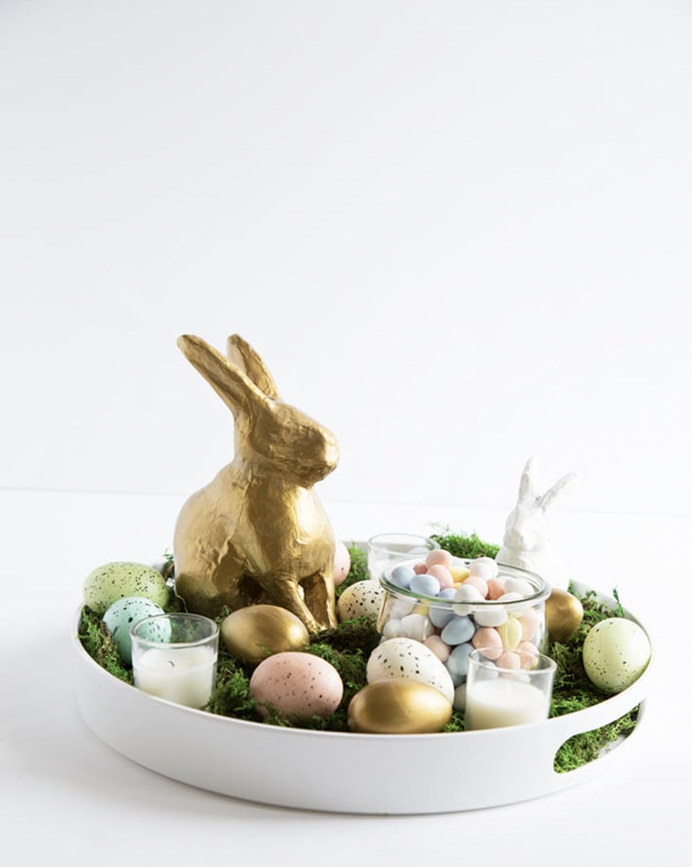 WONDROUS' DECO Wooden Golden Easter Bunny Figurines, Small Decorative  Easter Bunny Statue Set of 2, Vintage Easter Rabbit Table Home Decoration,  Gift